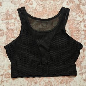 Black Mesh Crop Top/Sports Bra